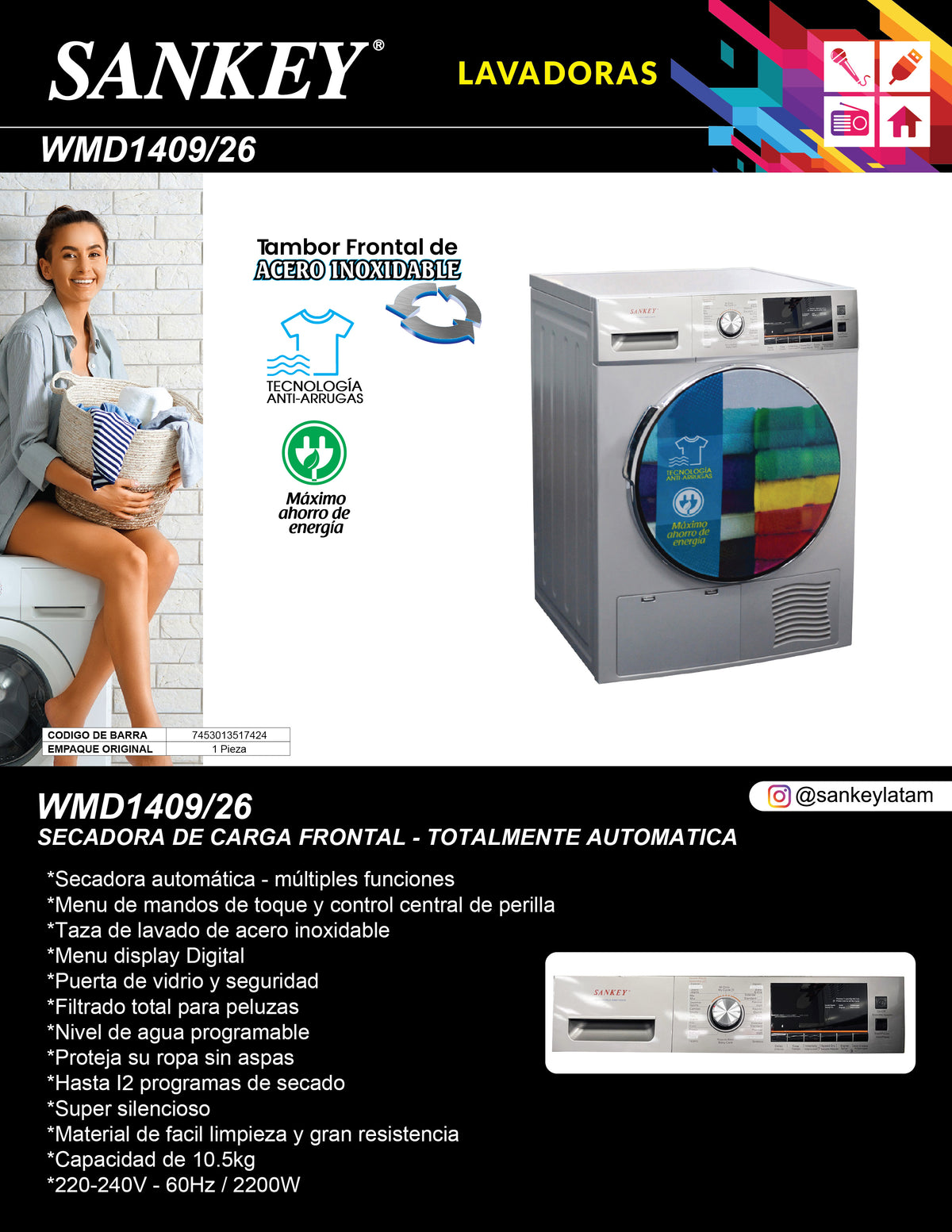 Secadora Frontal WMD1409/26 Sankey