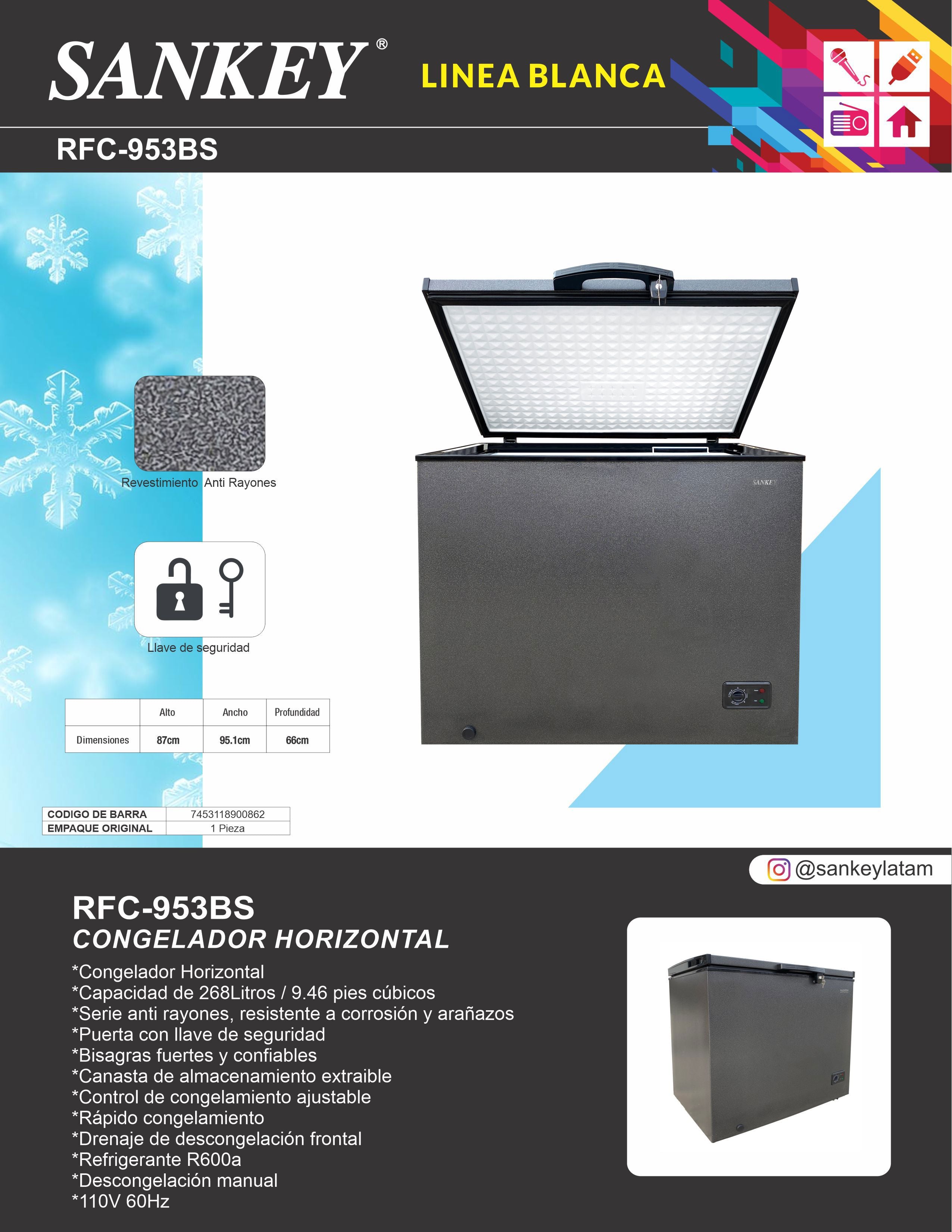 Congelador Baul RFC-953BS Sankey