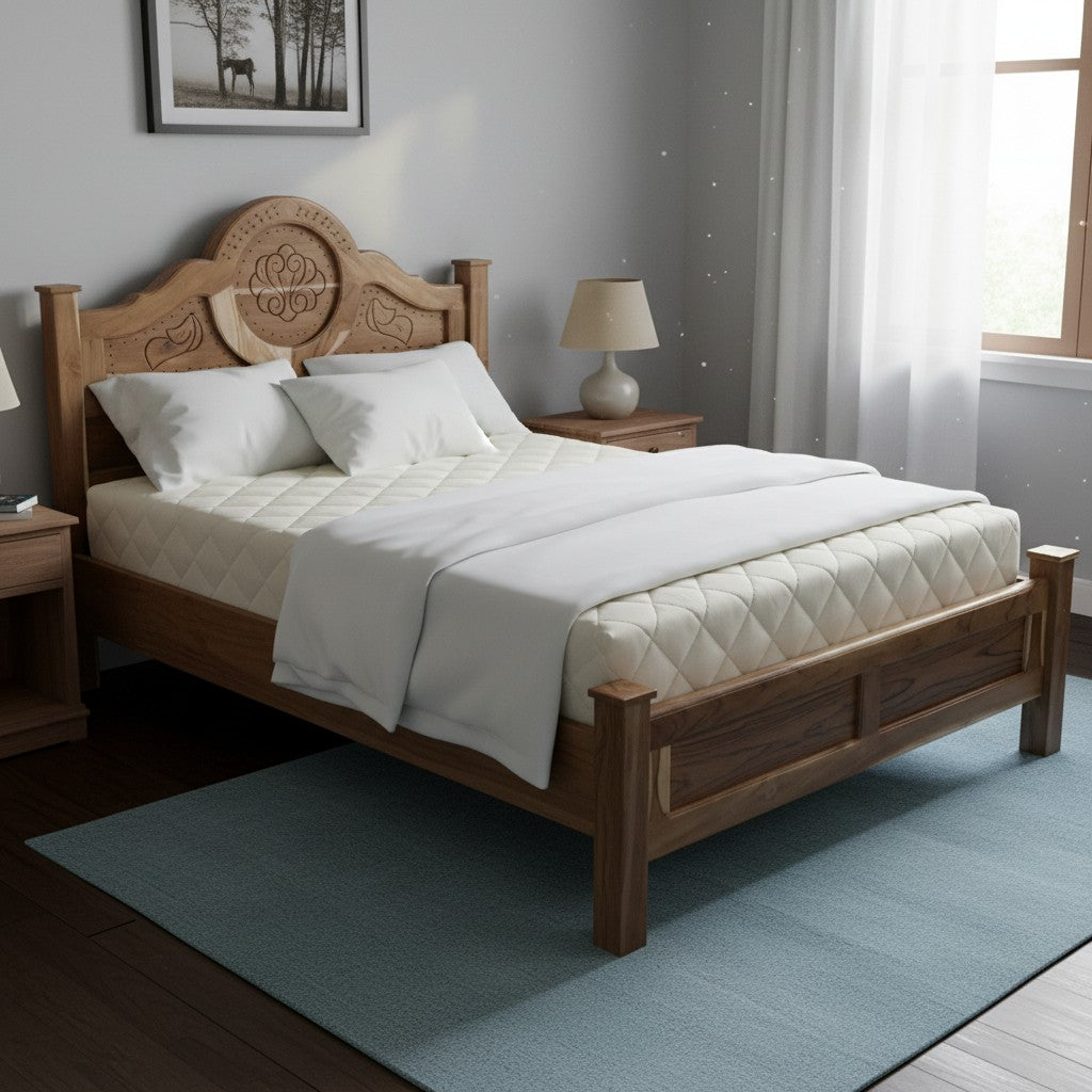 Cama Teca CAMA-03QUEEN-00TECA MEDALLON FLOR