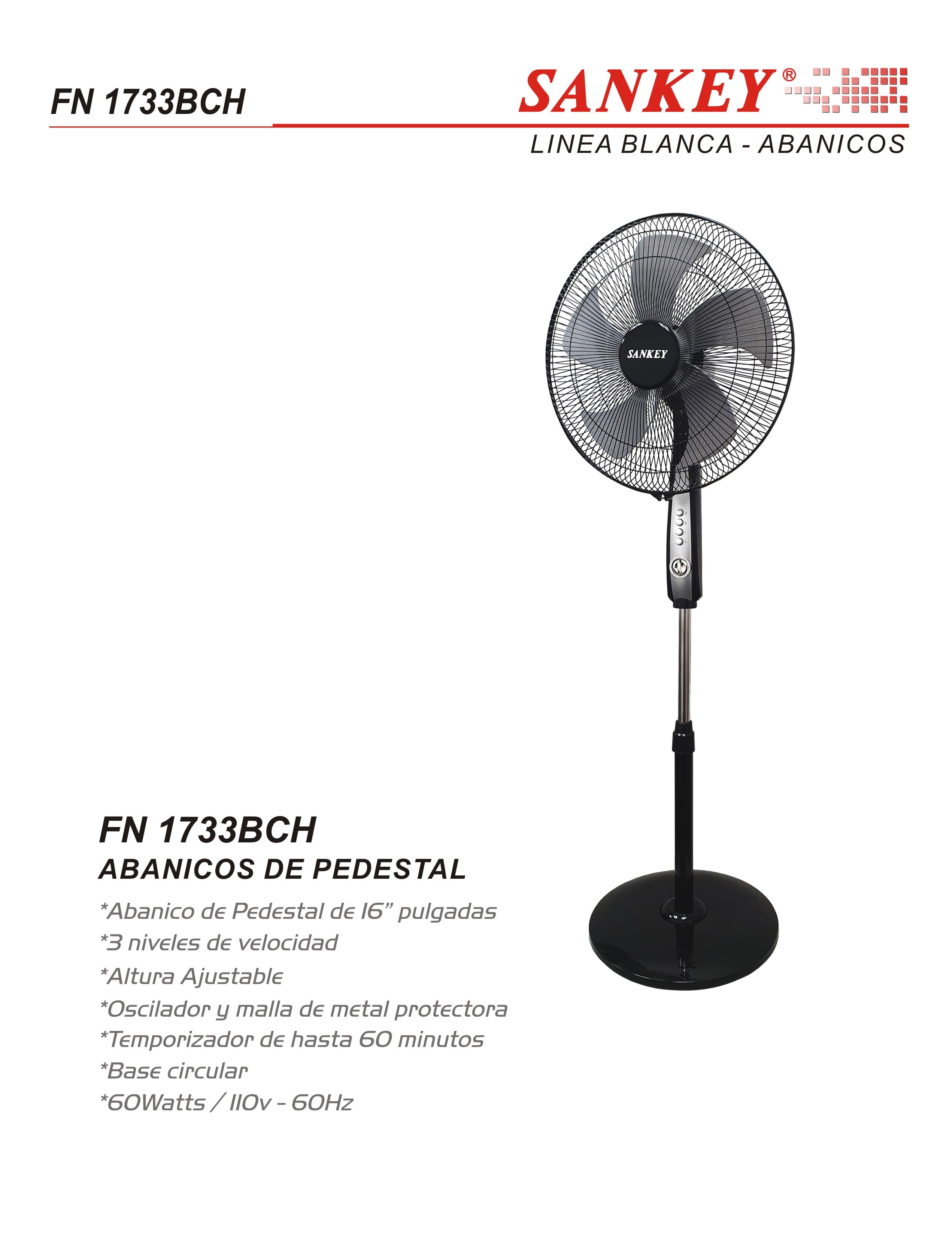 Abanico Pedestal FN-1733BCH Sankey