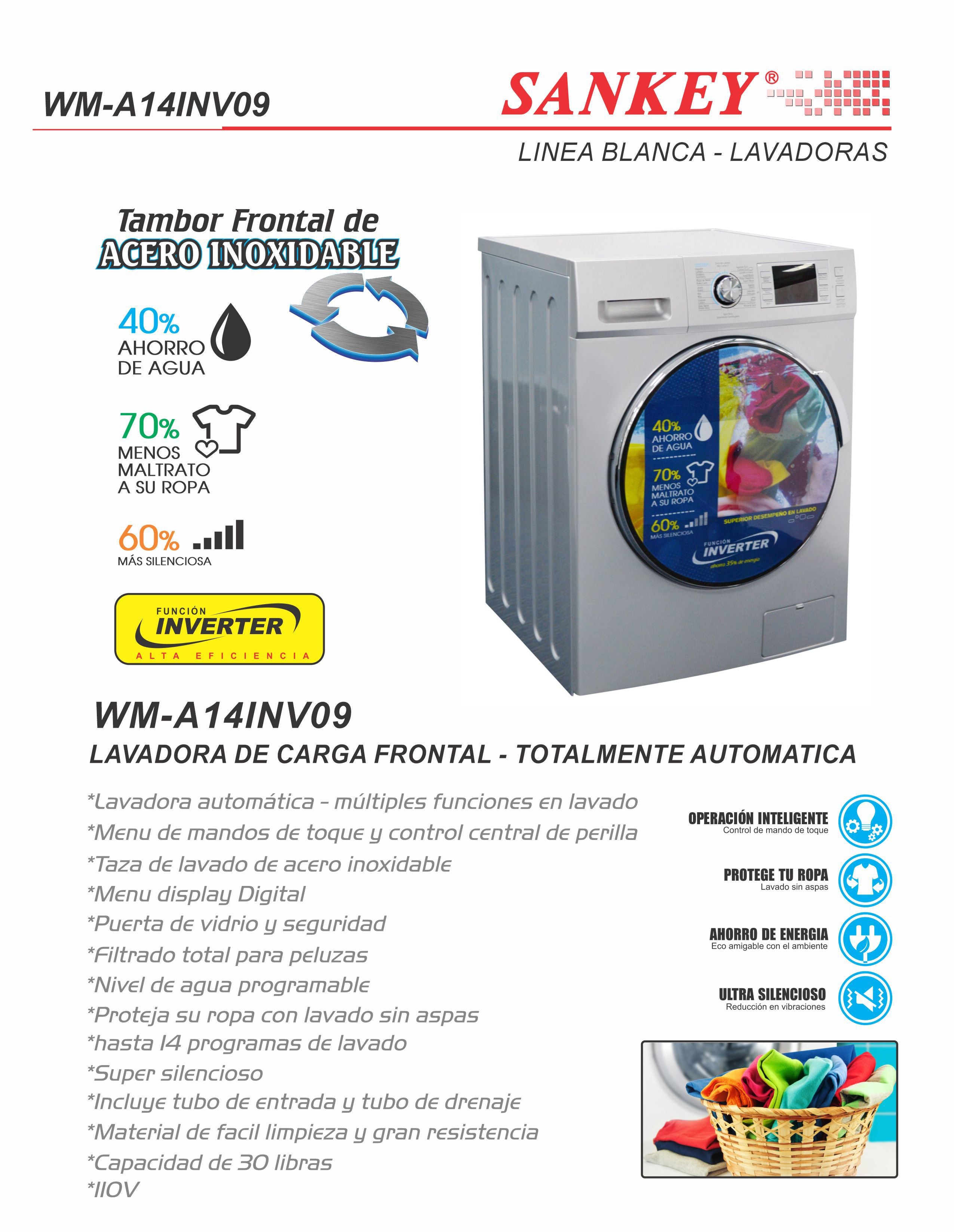 Lavadora AUTO Frontal 14 KG WMA14INV09 Sankey