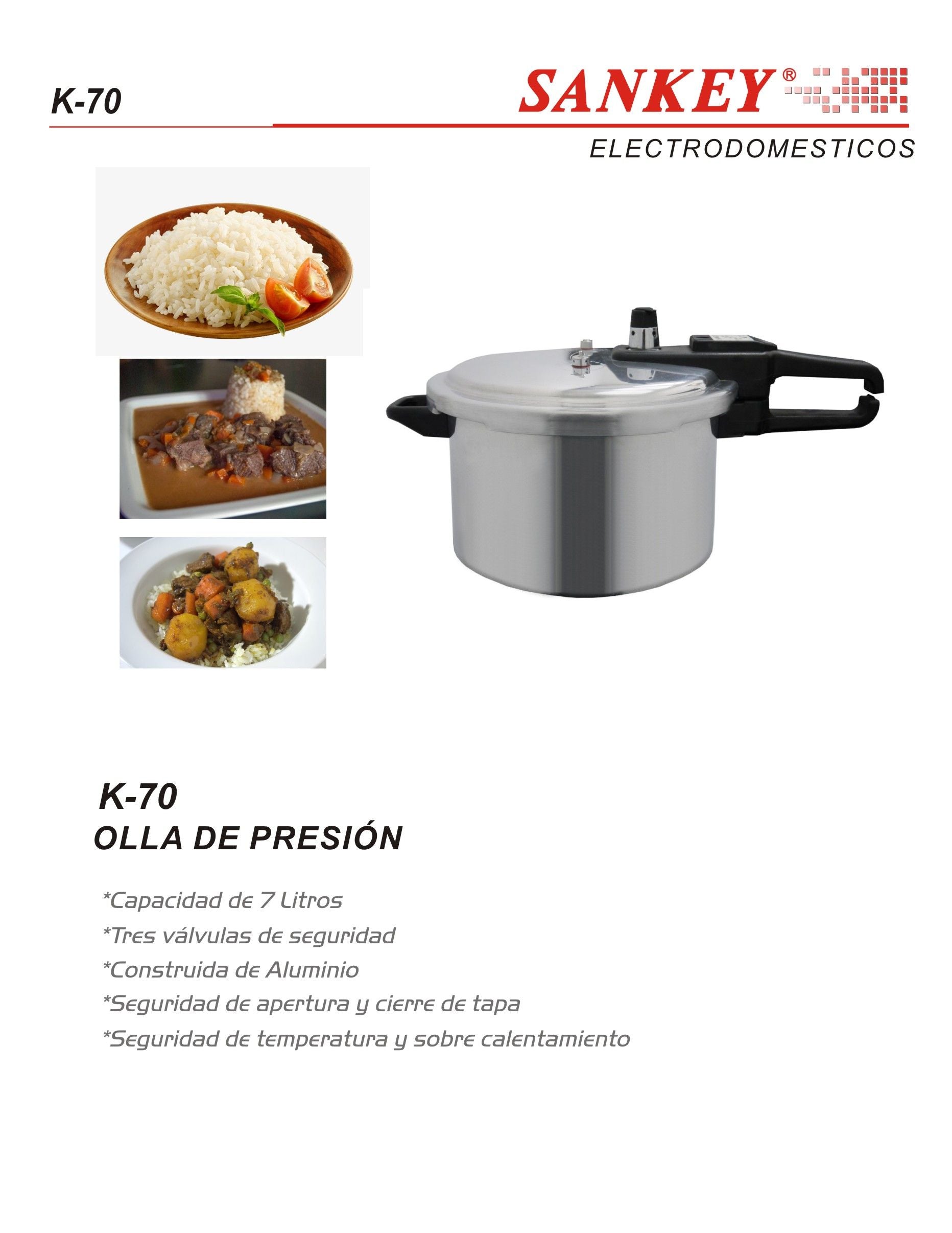 Olla de Presion 07 L K70 / K-70  SANKEY