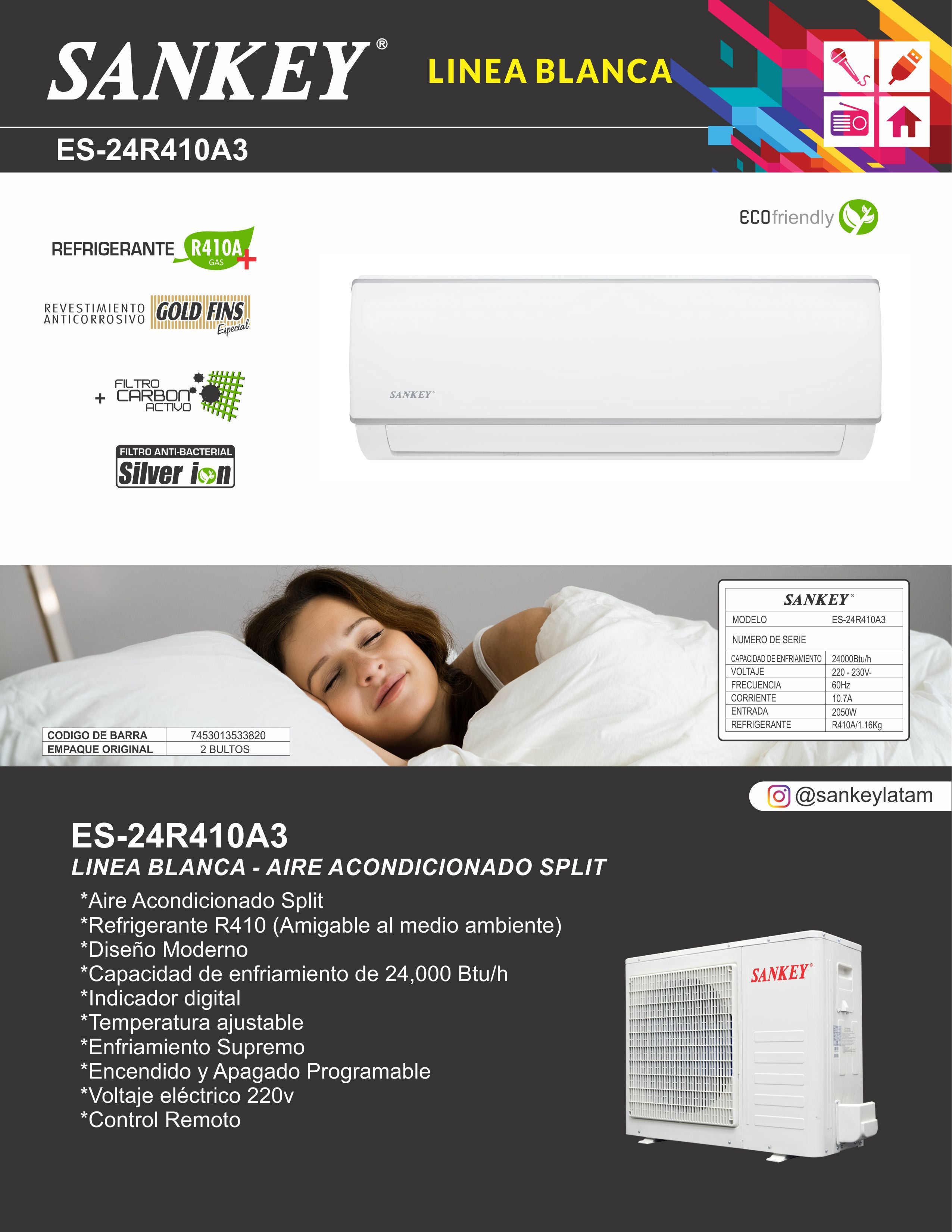 Aire Split 24K R410 220V ES-24R410A3 Sankey