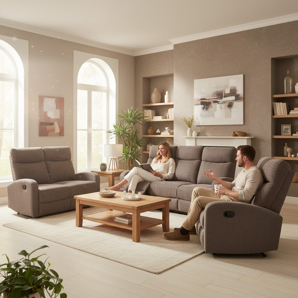 Juego de Sala Reclinable 6PTS 3+2+1 Nocecentro Brown