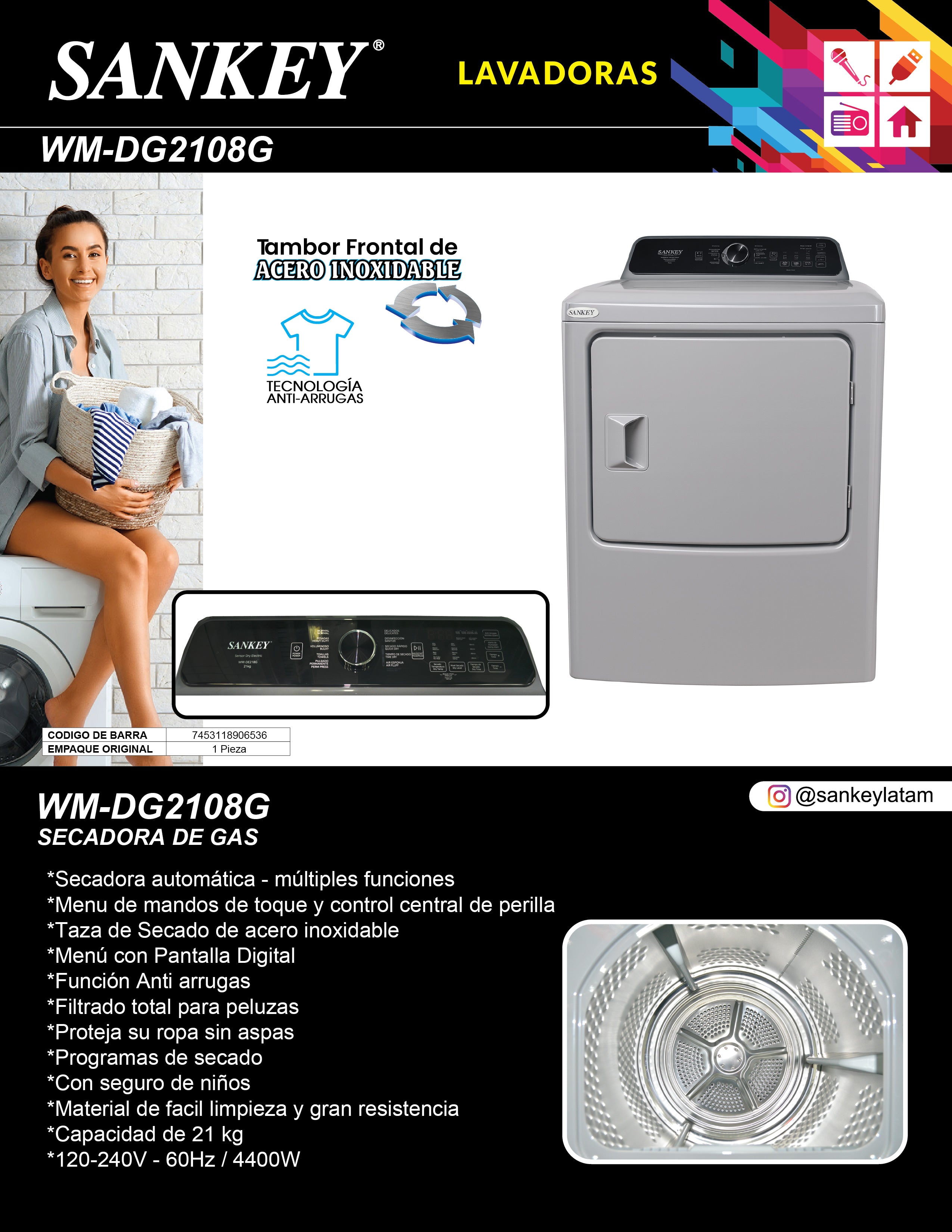 Secadora Gas WM-DG2108G Sankey
