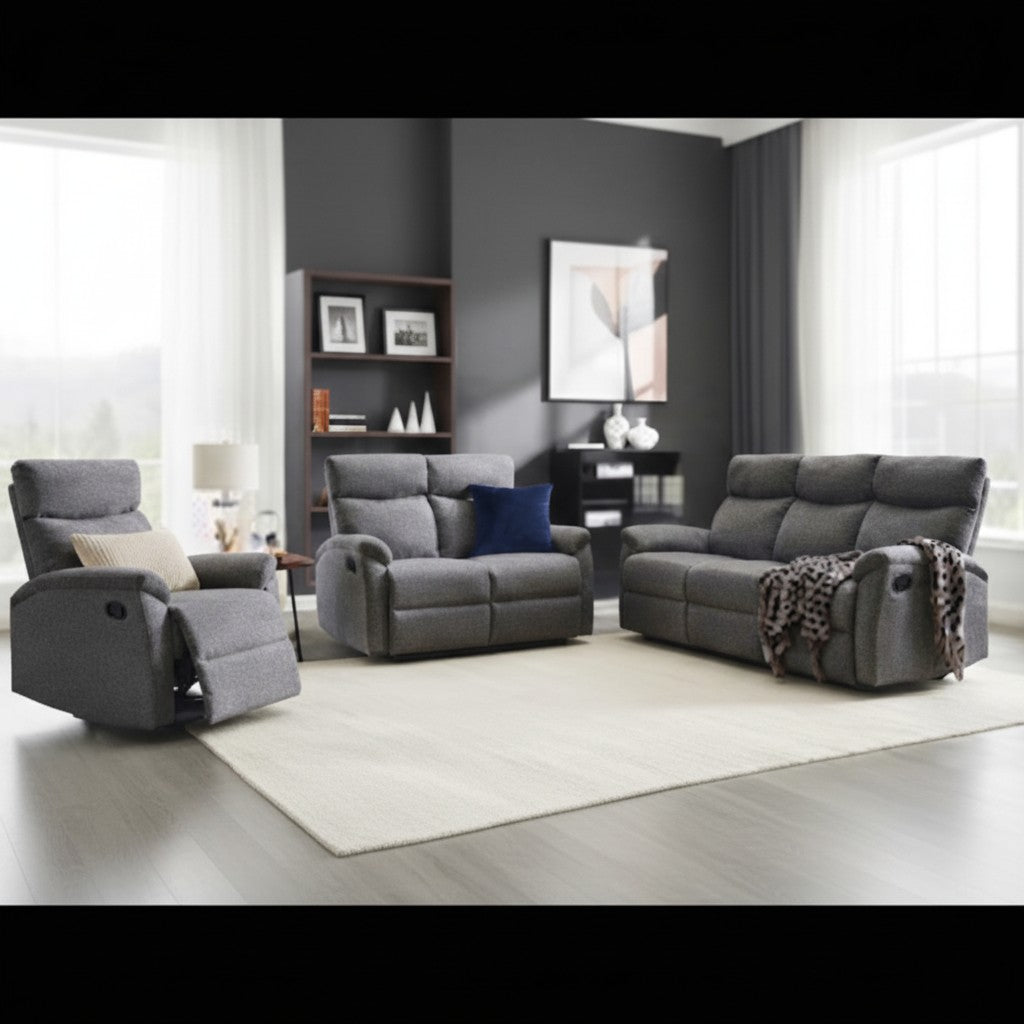 Juego de Sala Reclinable Mario Gris 3 + 2 + 1 6PTS 69260875